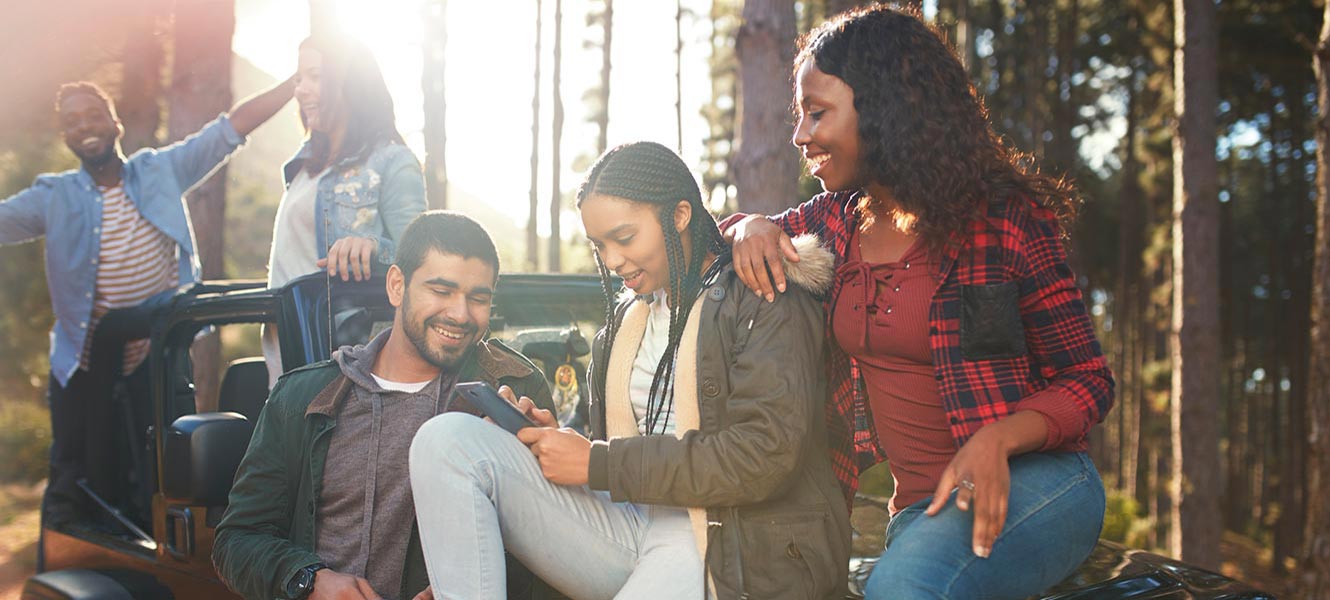 Group of friends having fun outdoors