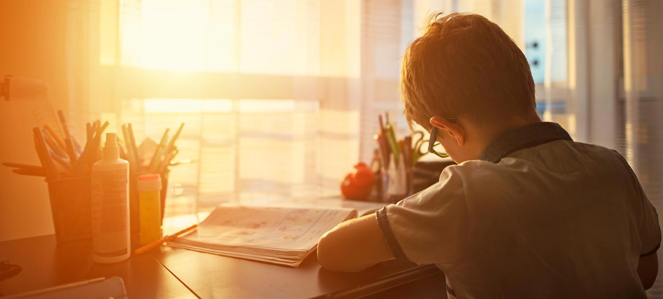 Boy working on homework